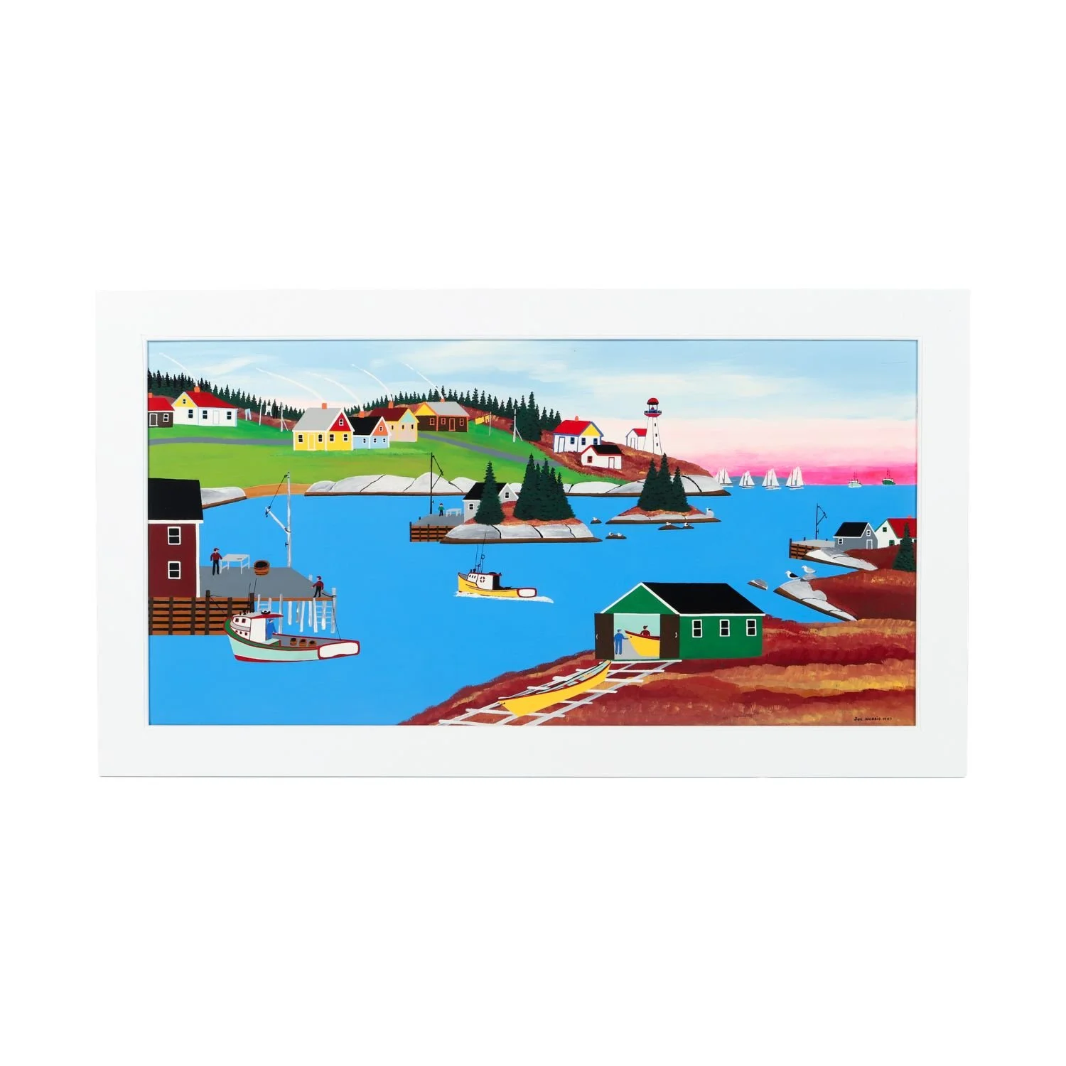 Joe Norris, Summer Cove - Large harbour scene comparable to a published Norris masterwork. Estimate: $9,000–$12,000 (Canadian).