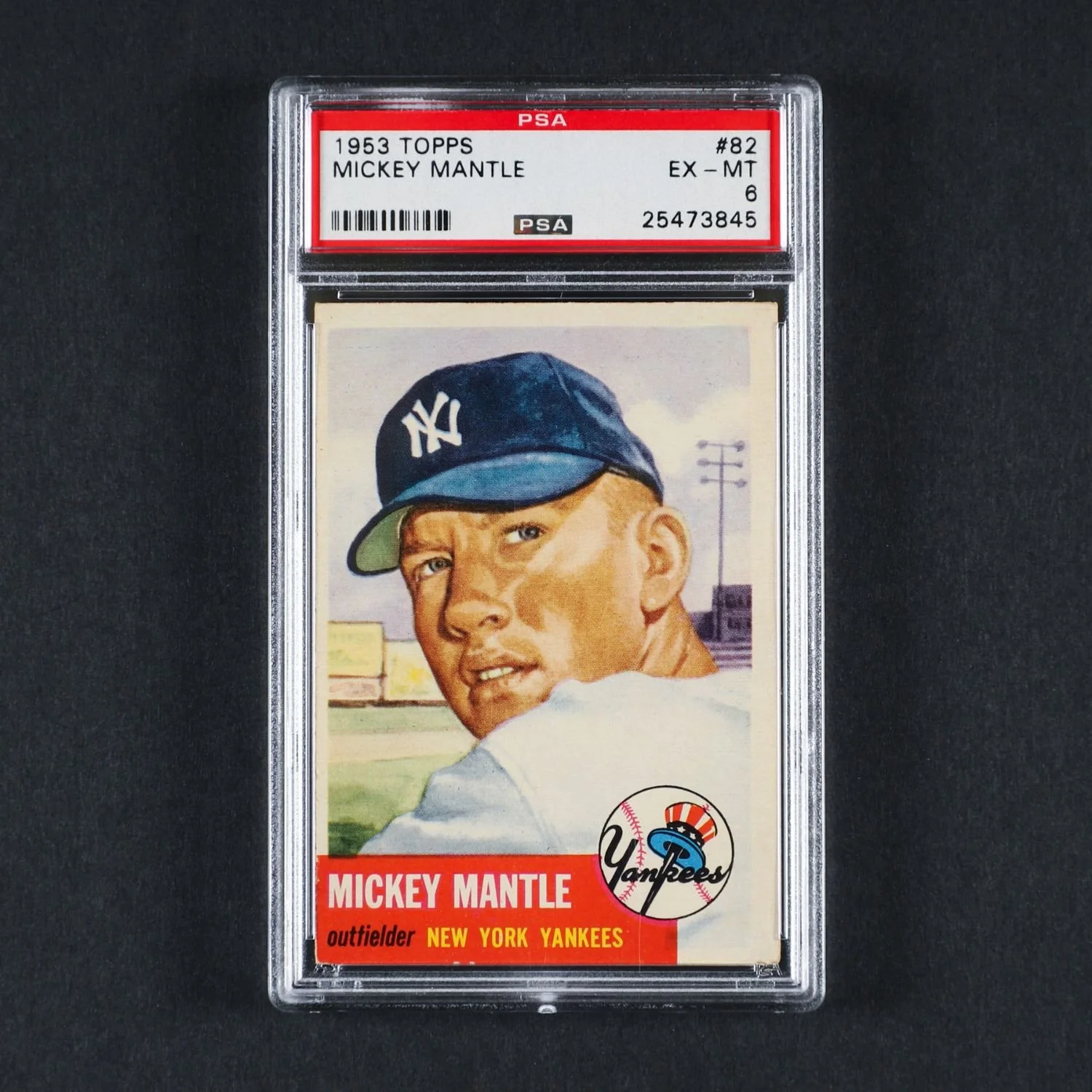 1953 Topps #82 Mickey Mantle, graded PSA 6 EX-MT. Estimate: CA$20,000–$25,000.