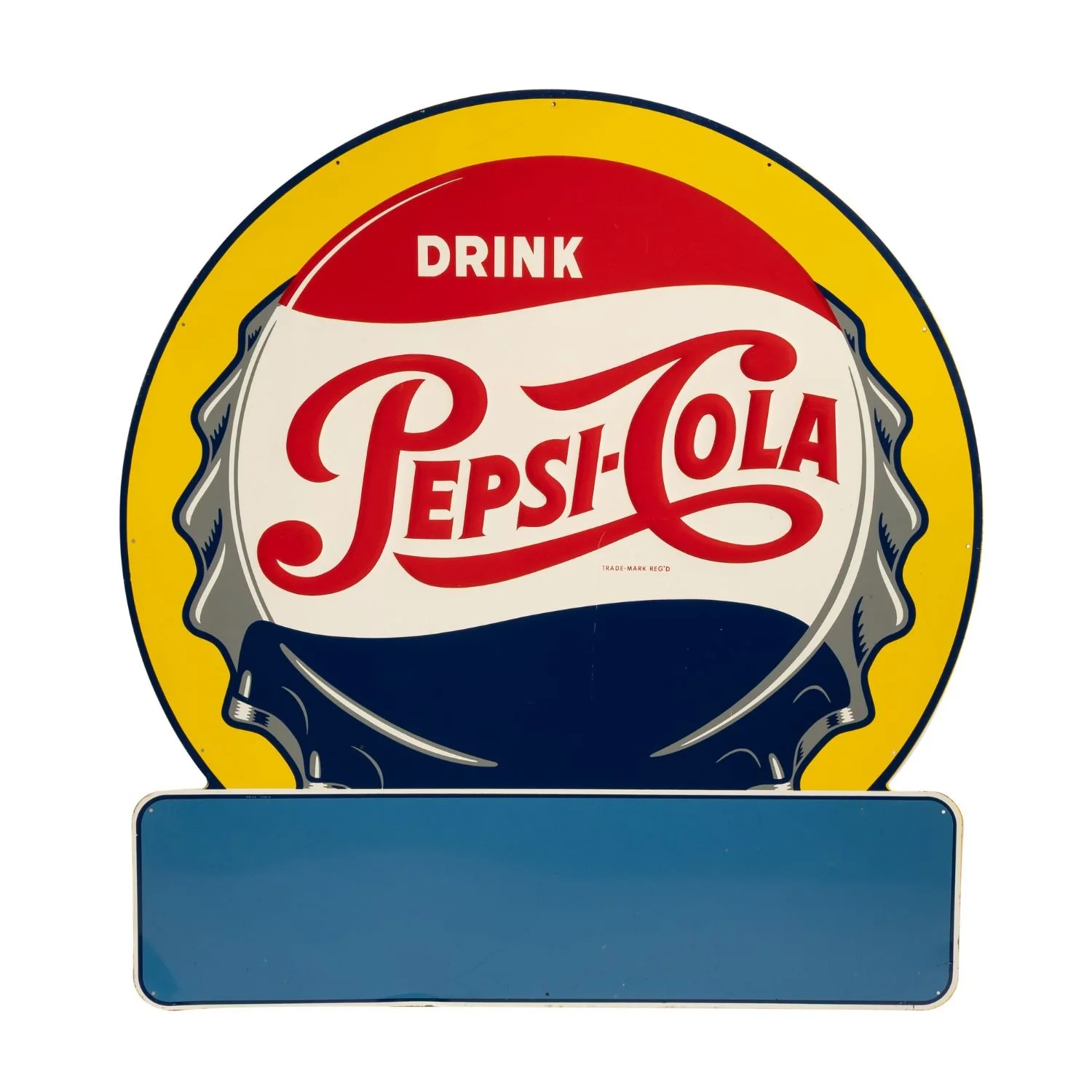 Scarce 1951-1962 Canadian die-cut tin Pepsi-Cola advertising sign, graded 9C (CA$4,538).