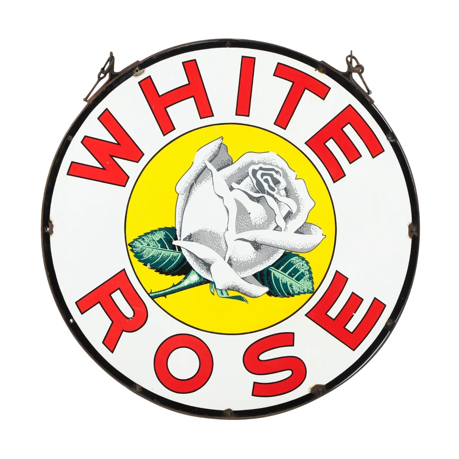 Canadian White Rose four-foot double-sided porcelain service station sign, 1946. Estimate: CA$4,000-6,000.