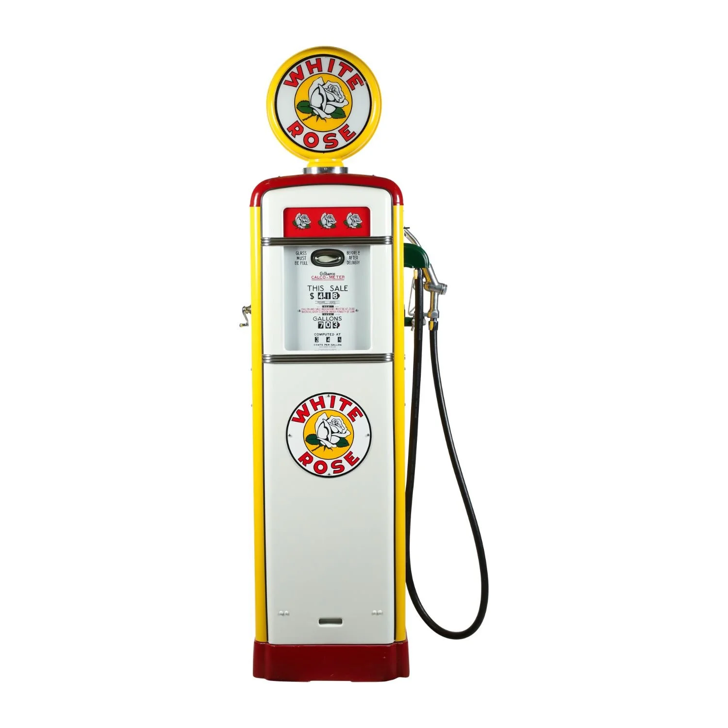 Canadian 1938 Gilbert &amp; Barker Model 296 gas pump in White Rose livery. Estimate: CA$3,500-5,000.