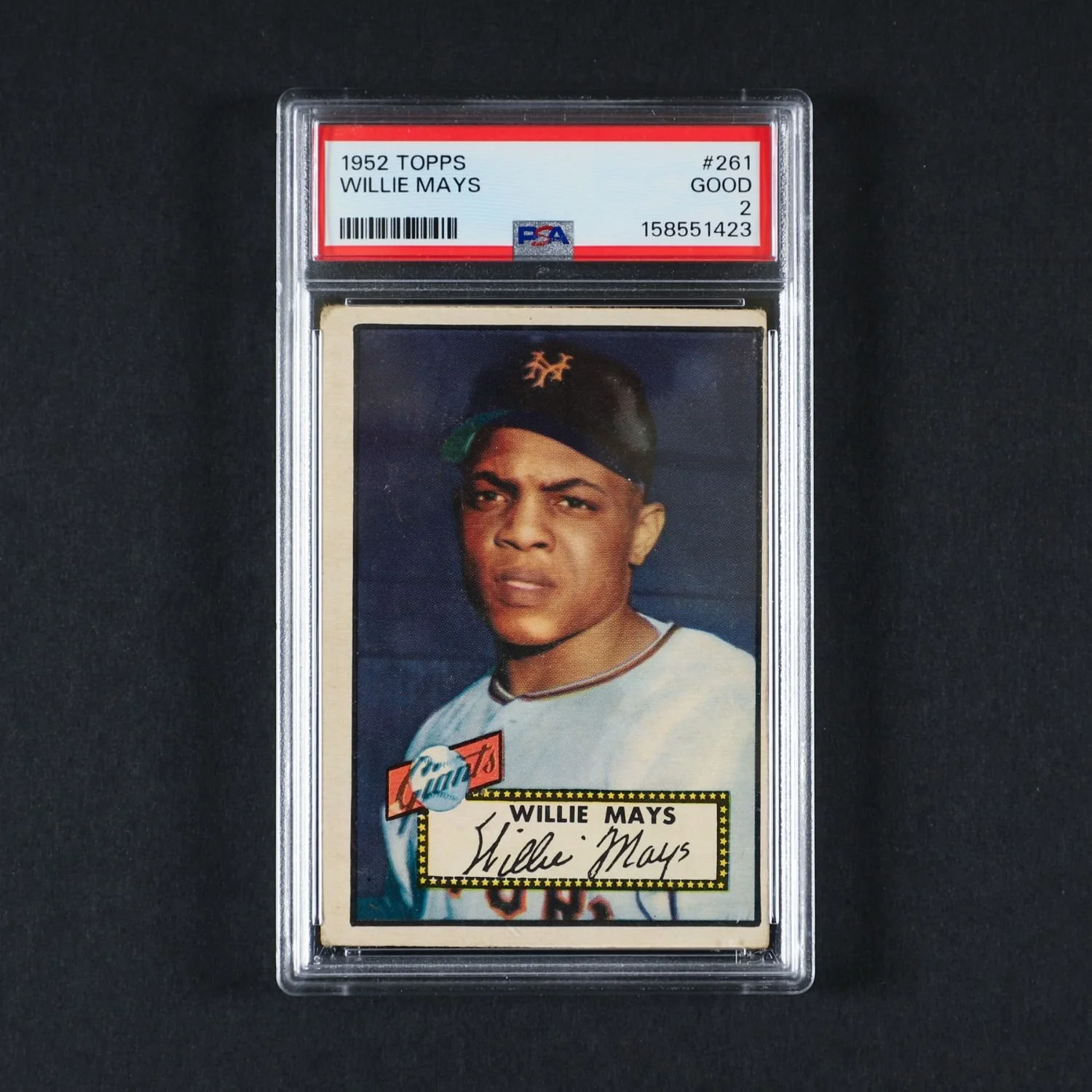 1952 Topps #261 Willie Mays, graded PSA 2 Good. Estimate: CA$4,000-6,000.