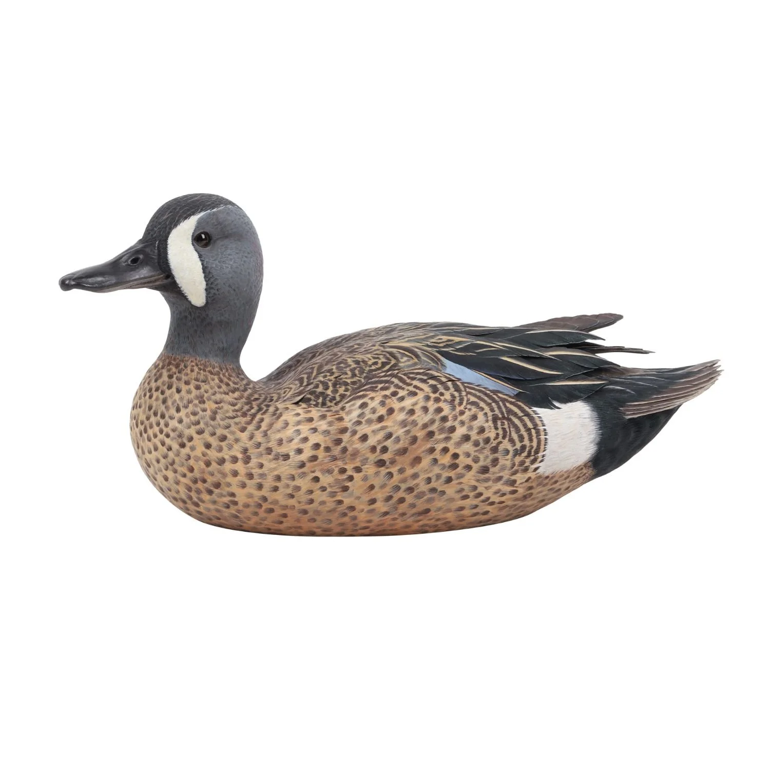 Lot 24 — Patrick Godin Blue-winged Teal: 1985 World Championship-winning blue-winged teal by Canadian master carver Patrick Godin. Estimate: $5,000-7,000 CAD.