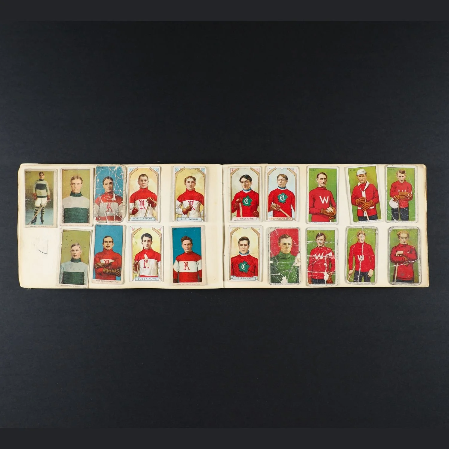 1910 historically significant card album featuring Georges Vézina’s rookie card and an extensive collection of early hockey, lacrosse and tobacco cards (CA$25,410).