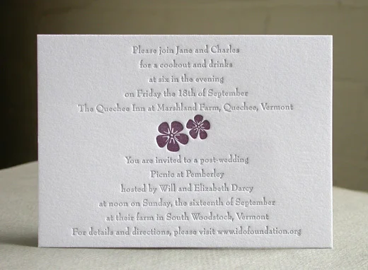 PURPLE FLOWER reception card