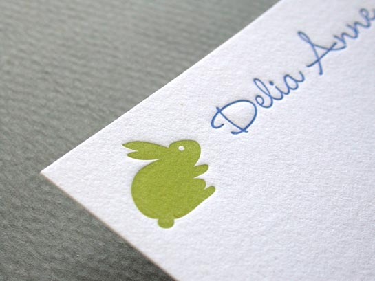 BABY BUNNY GREEN notecard