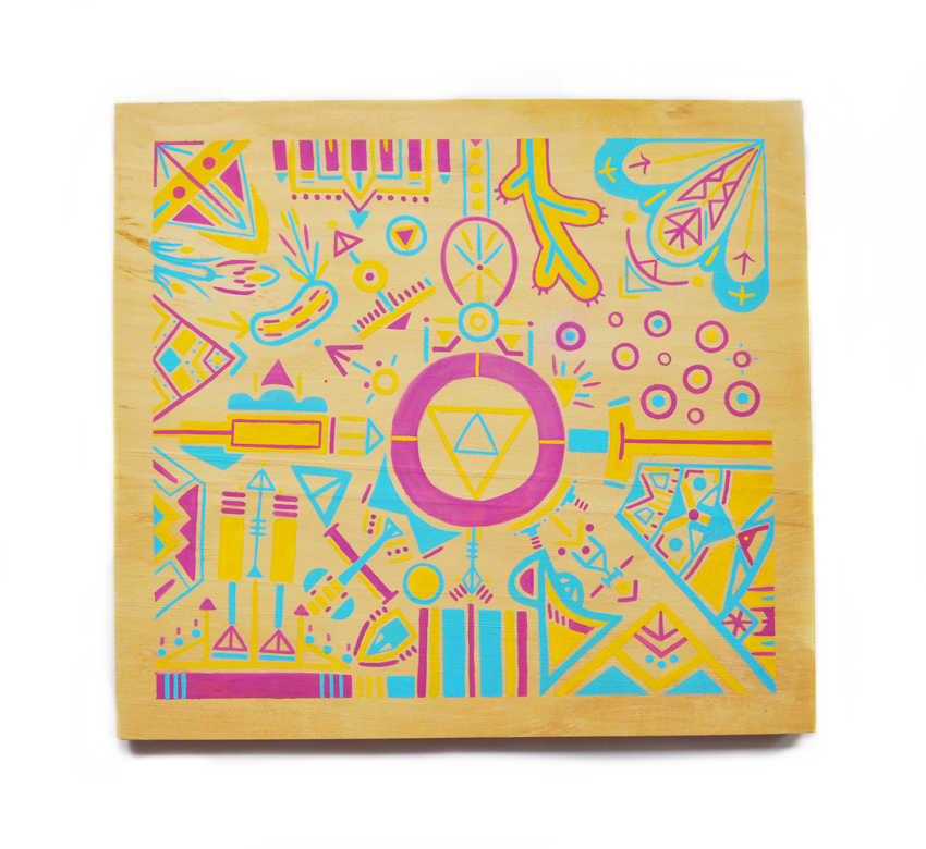 “Untitled”, 2019. Acrylic on pine wood, 11.75 x 10.75 in.