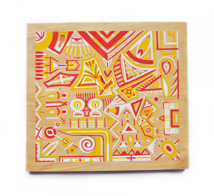 “Untitled”, 2019. Acrylic on pine wood, 11.75 x 10.75 in.