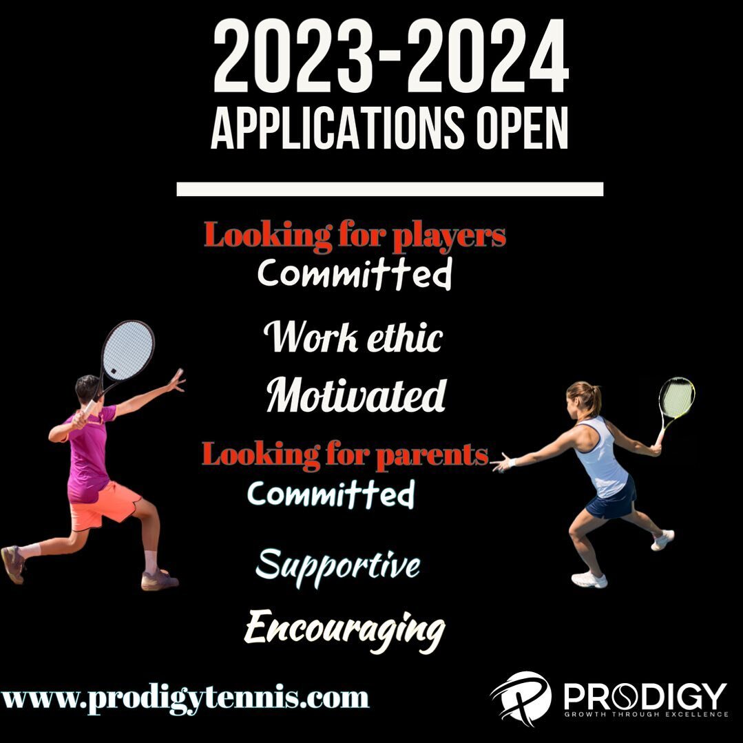 Note: this will not be based on first come first served, all applications considered. www.prodigytennis.com