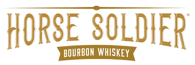 Logo of Horse Soldier Bourbon Whiskey with vintage-style font and gold color