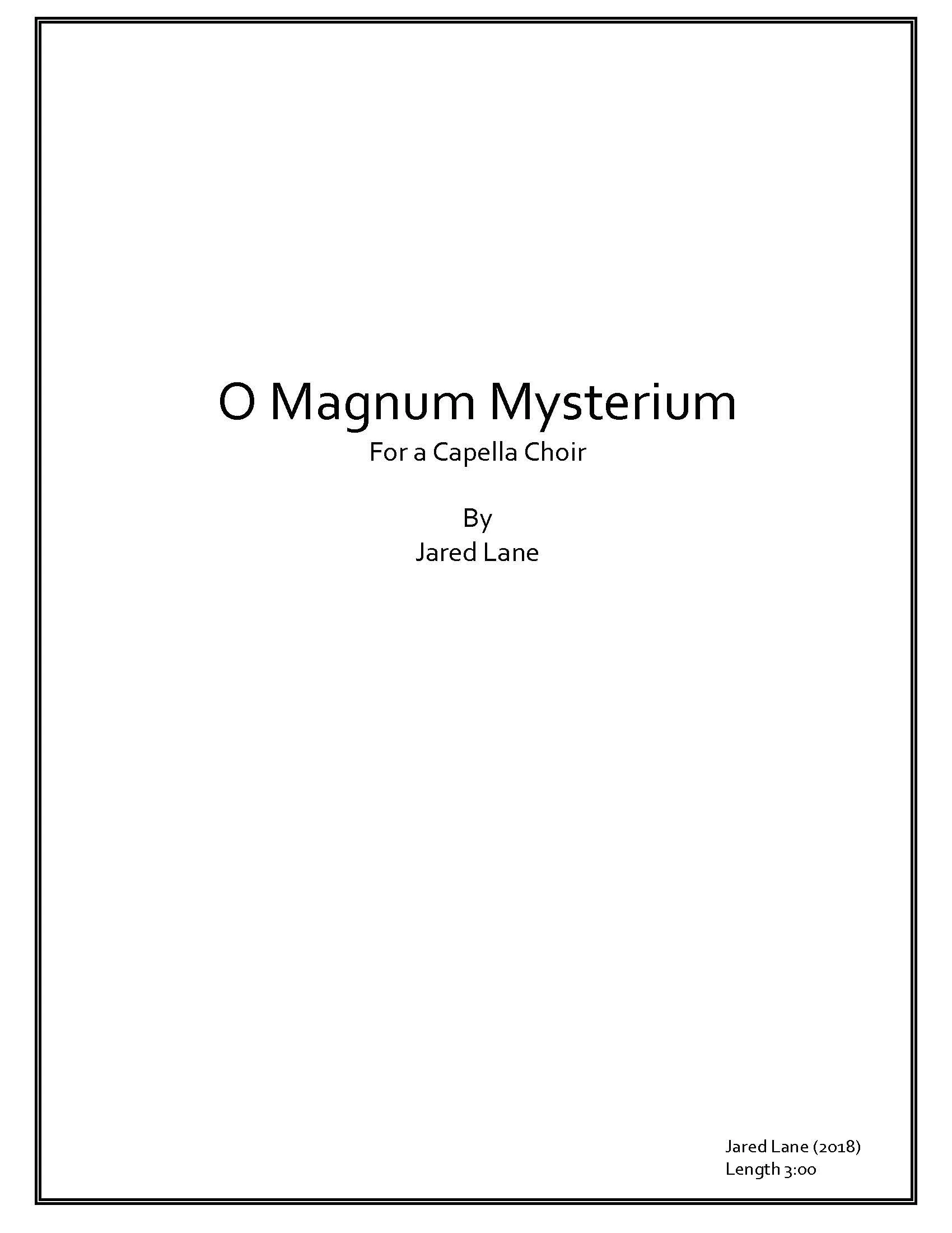 O Magnum Mysterium