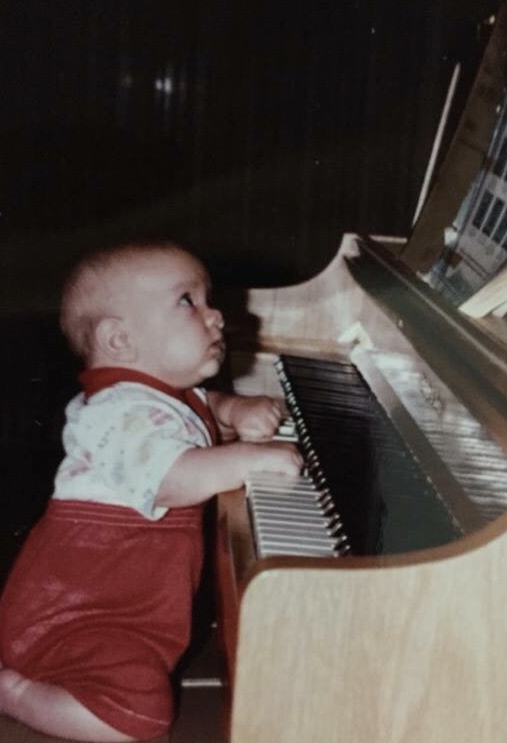 Baby John’s first attempt at piano playing.