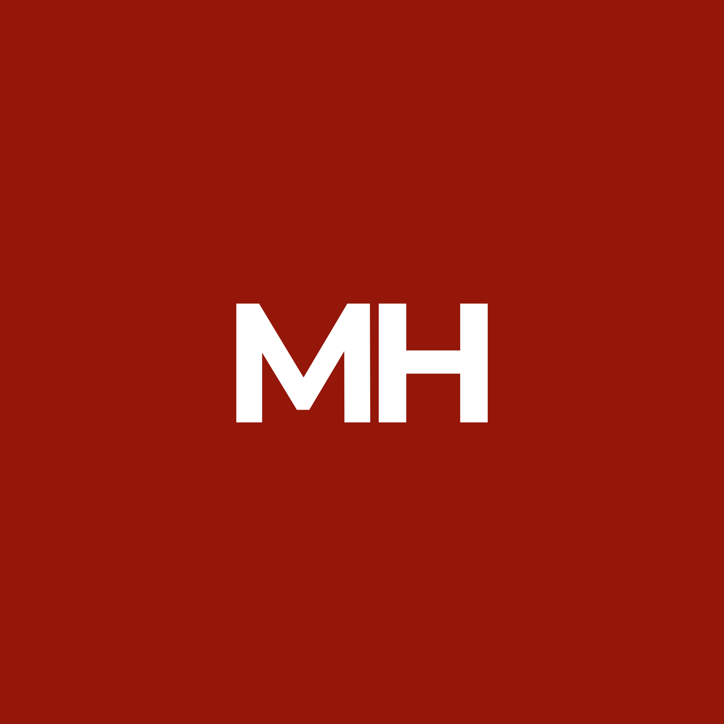 Red background with white initials 'MH' centered in the image.