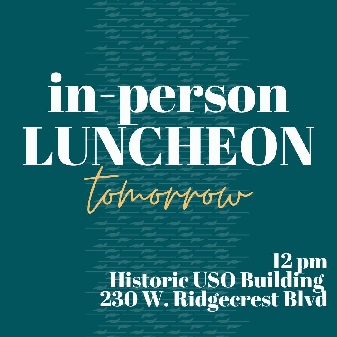 The monthly luncheon is tomorrow at 12noon at the Historic USO Building. Haven't RSVP'd yet? Call or email us now!