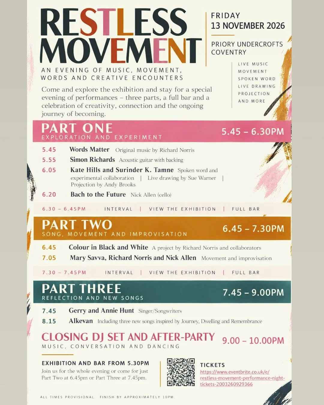 Really looking forward to being part of this amazing @restless_movement_collective in an amazing venue in Coventry on 13th Nov. Loads of new music, new and old(er) collaborations...Free tickets but bookable on eventbrite (link in bio)