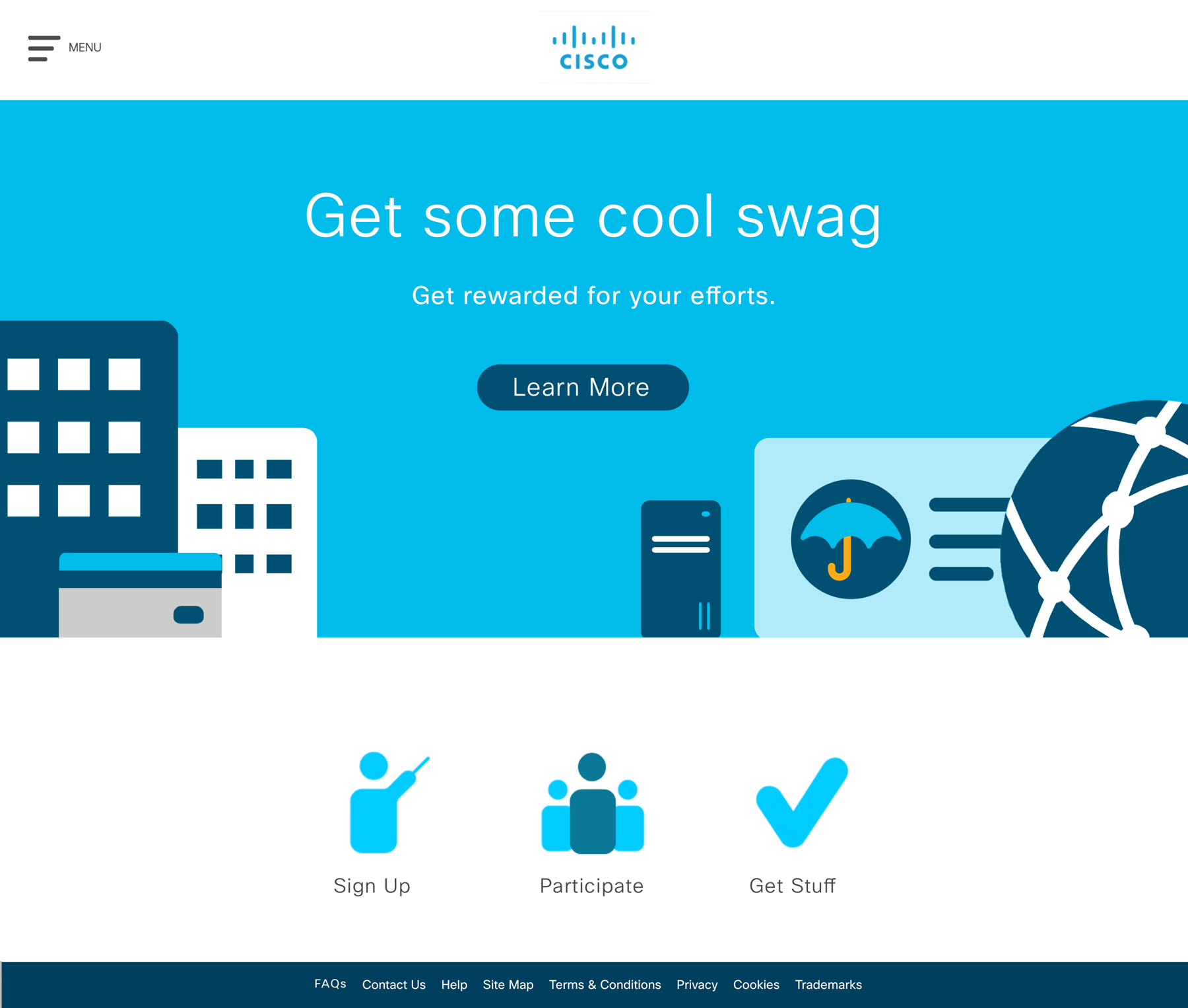 Incentives Page: This is the Incentives and Rewards page, highlighting company swag and gift certificates.