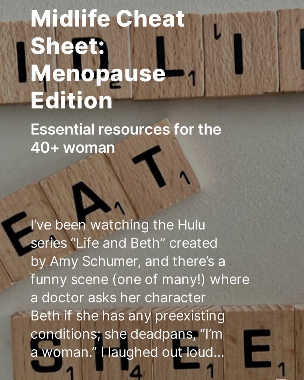 Midlife Cheat Sheet: Menopause Edition 

While I&rsquo;ve been playing in this midlife space for the past 4 years and have written on peri/menopause topics like brain fog and the impact of nutrition and other behavioral interventions, over the past 6