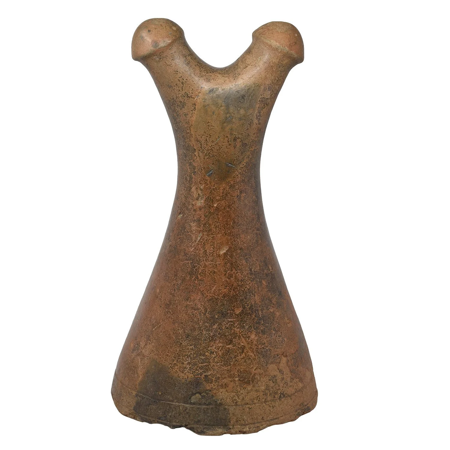 back side of Ancient Djenne Bed Post or Bed Support from Southern Mali, Africa. Made of clay and ceramics
