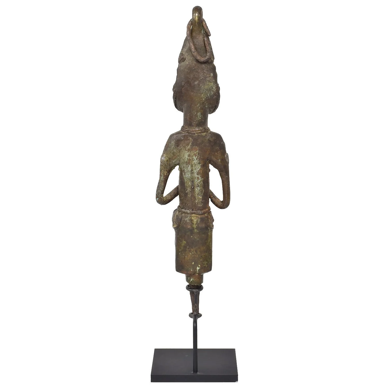 back side view of Male Ogboni Figure from yoruba, nigeria, africa. Made of copper alloy