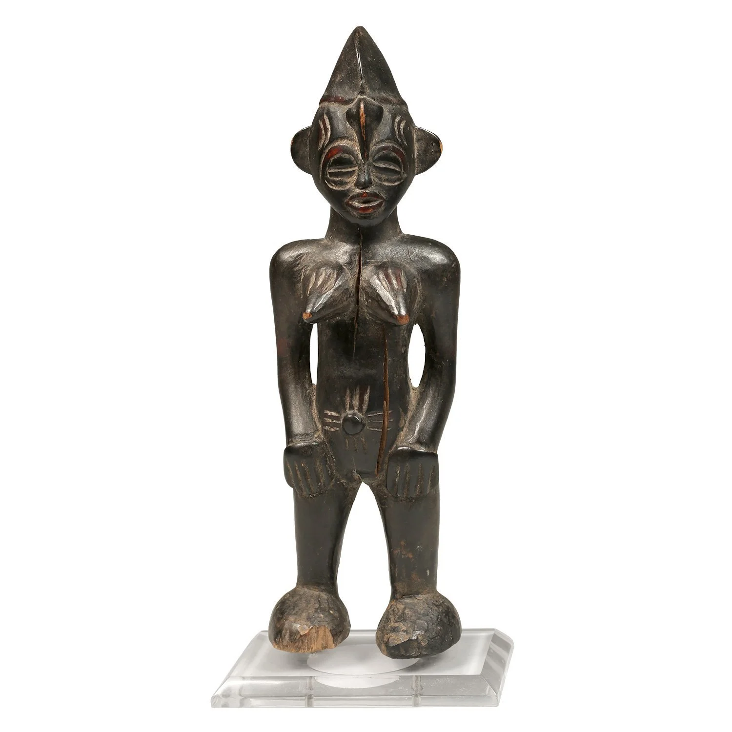 front view of Standing Female Figure from Senufo, ivory coast, africa. made of wood