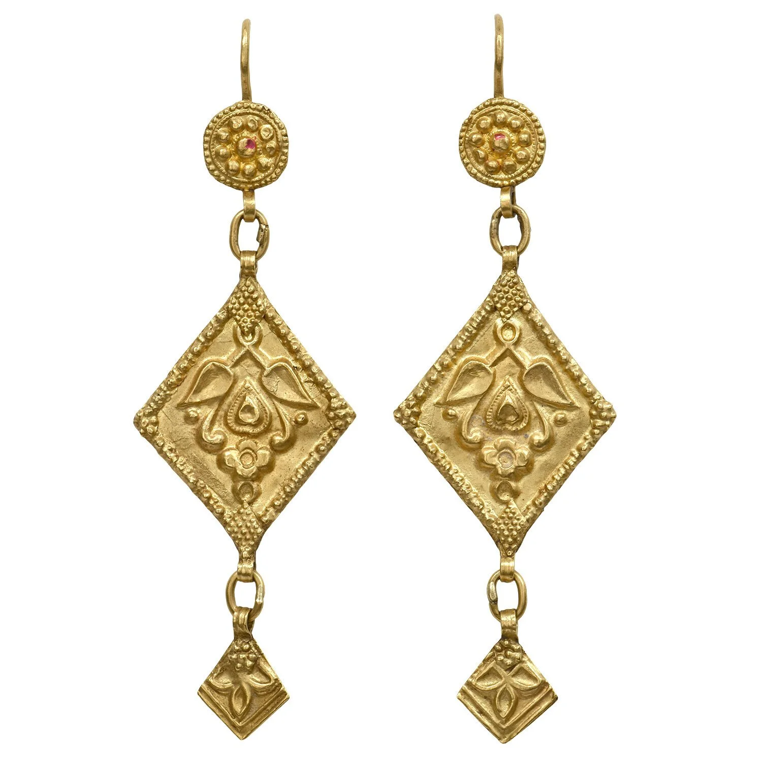 Pair of 22k Gold Heart Earrings from India — Morgan Oakes Gallery