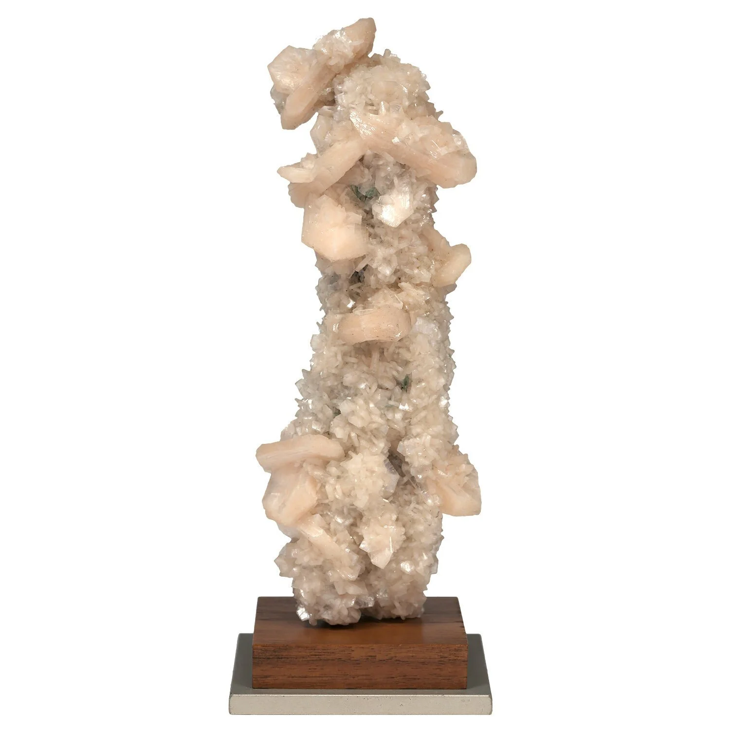 Naturally Formed Mineral: Peach Stilbite on Apophyllite Sculpture 2
