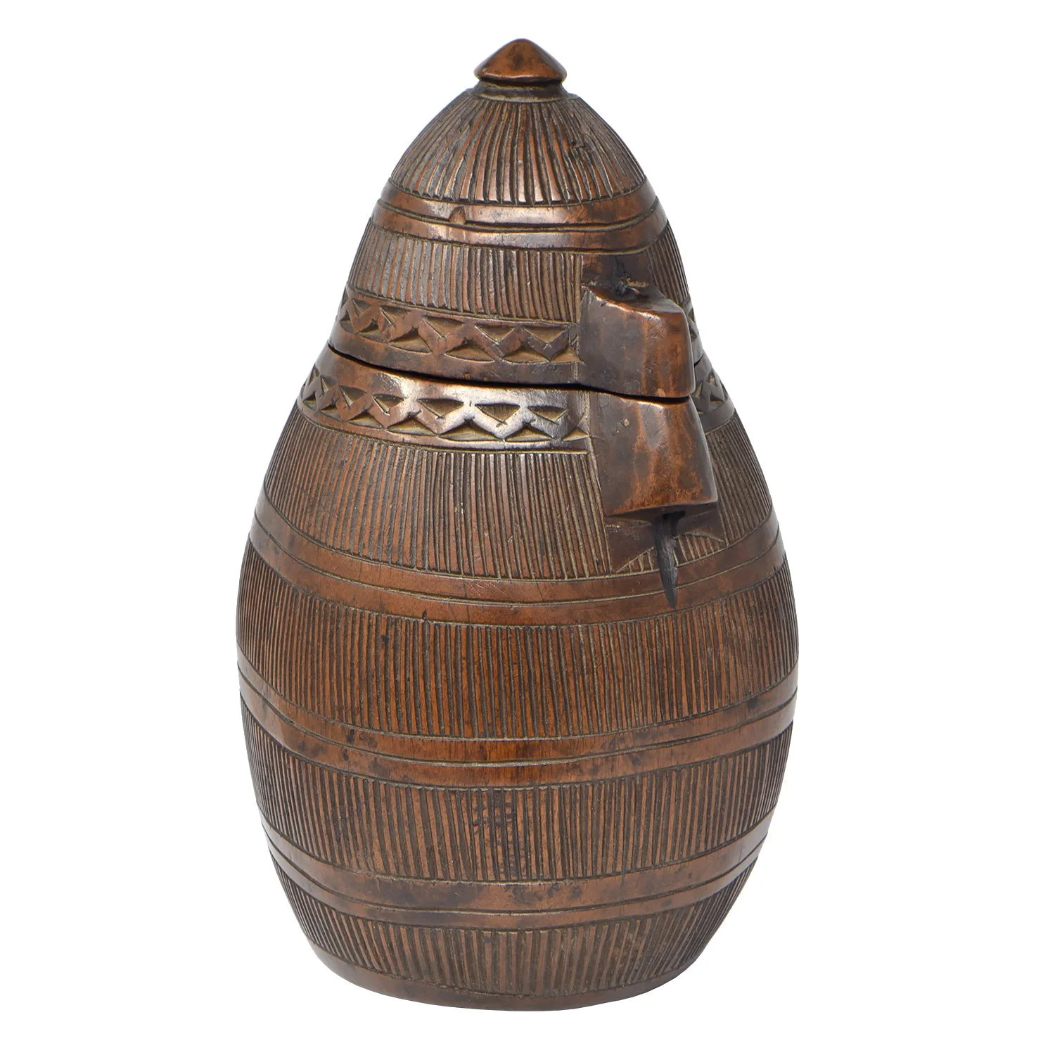 Wood Container with Carved Geometric Designs, Kuba D.R. Congo