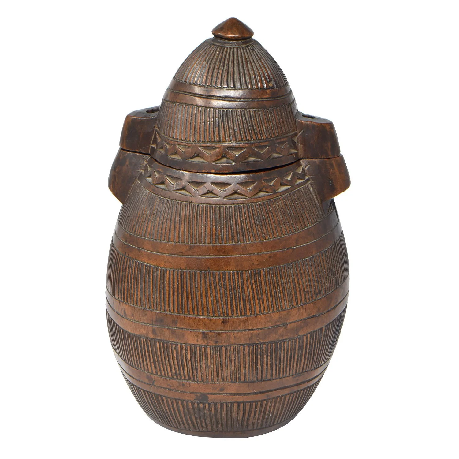 Wood Container with Carved Geometric Designs, Kuba D.R. Congo