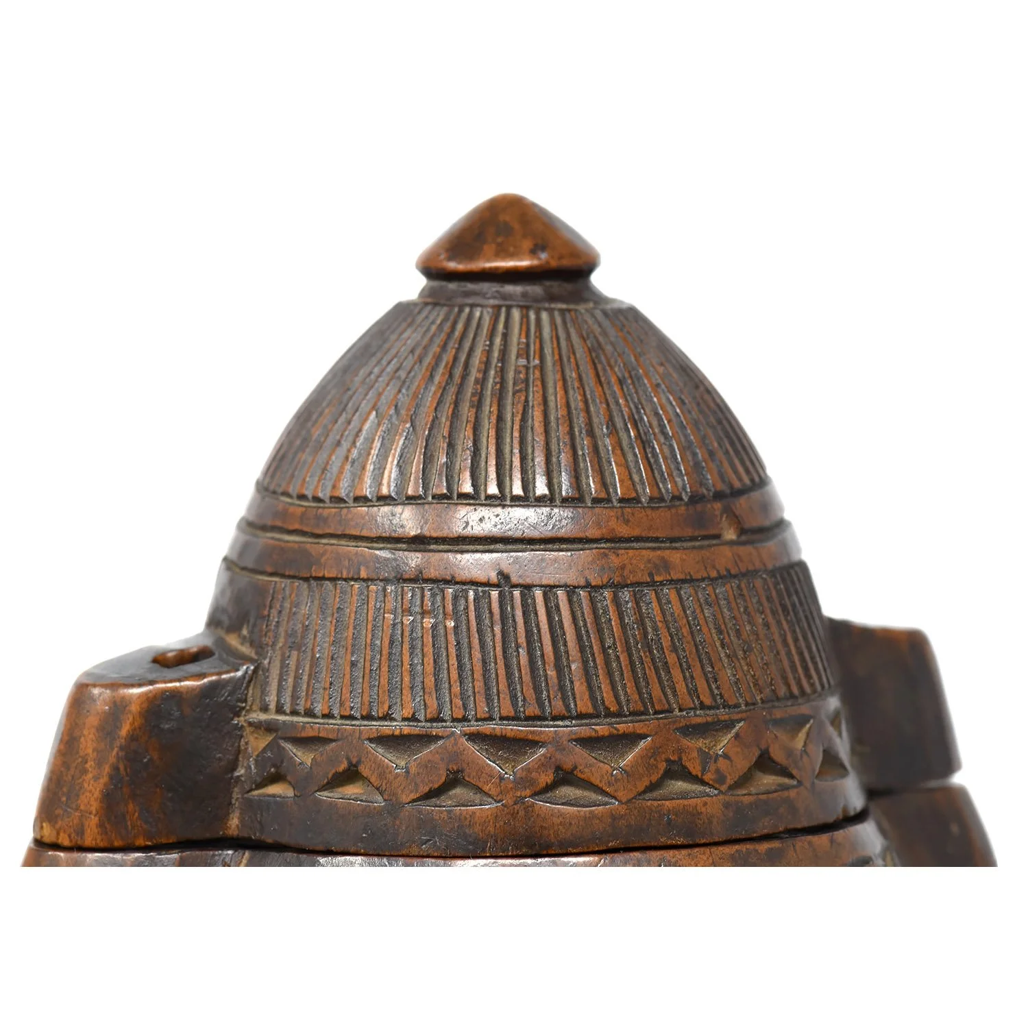 Wood Container with Carved Geometric Designs