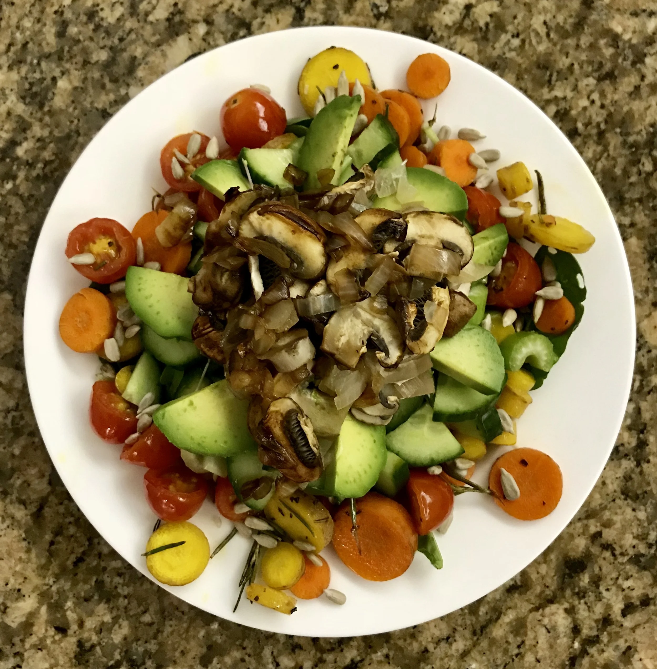 Tomato Carrot Mushroom Avocado w/ Sunflower Seeds