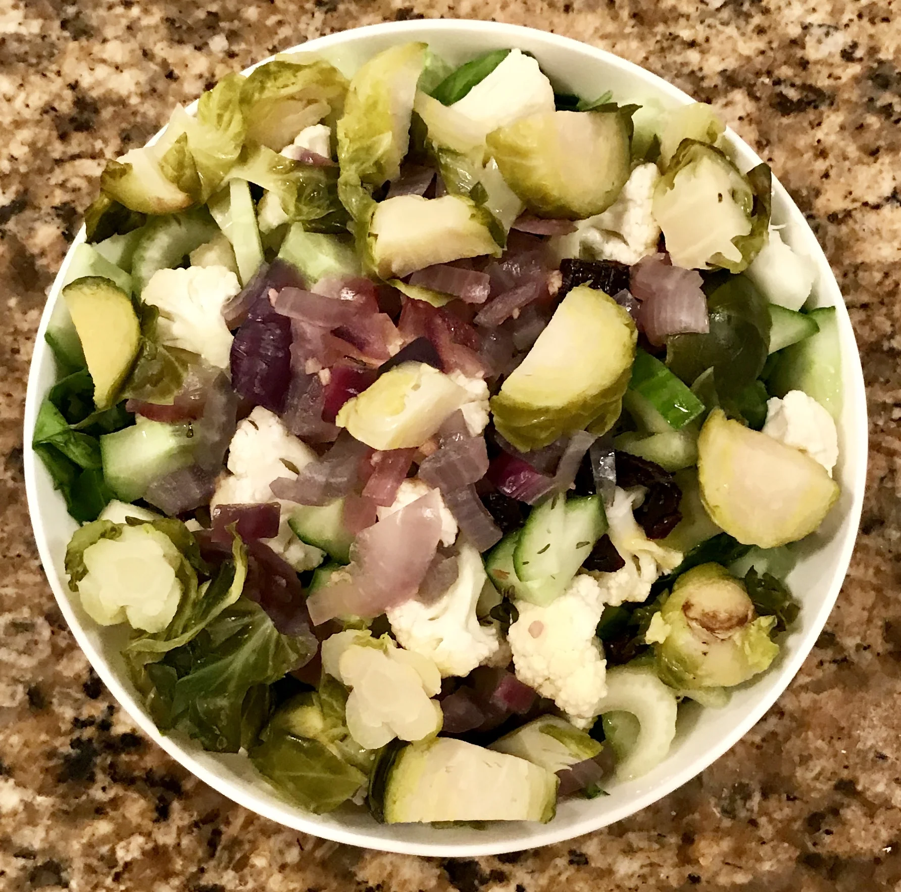 Brussel Sprouts Red Onion Cauliflower Cucumber