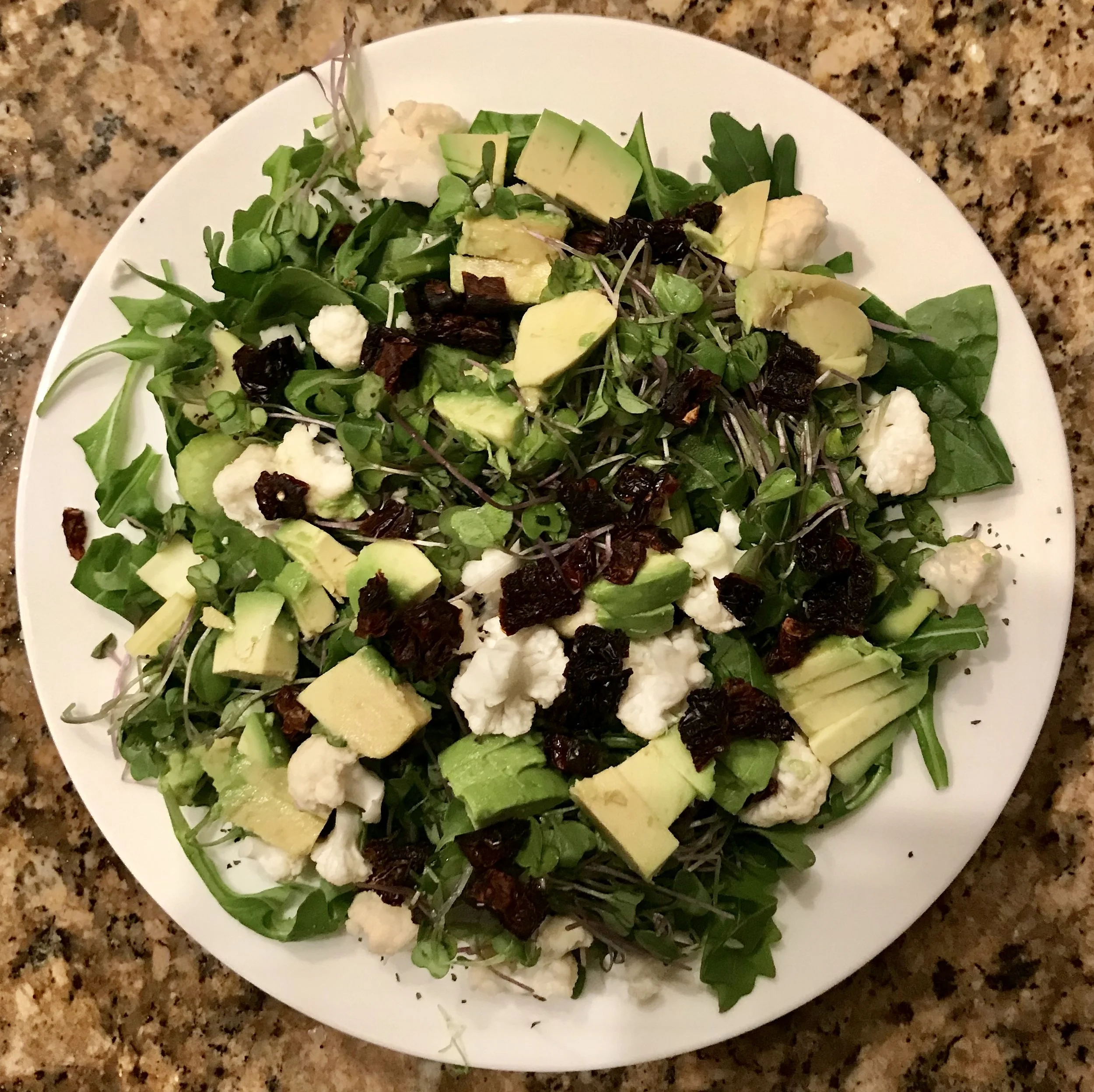 Cranberry Avocado Cauliflower with Greens