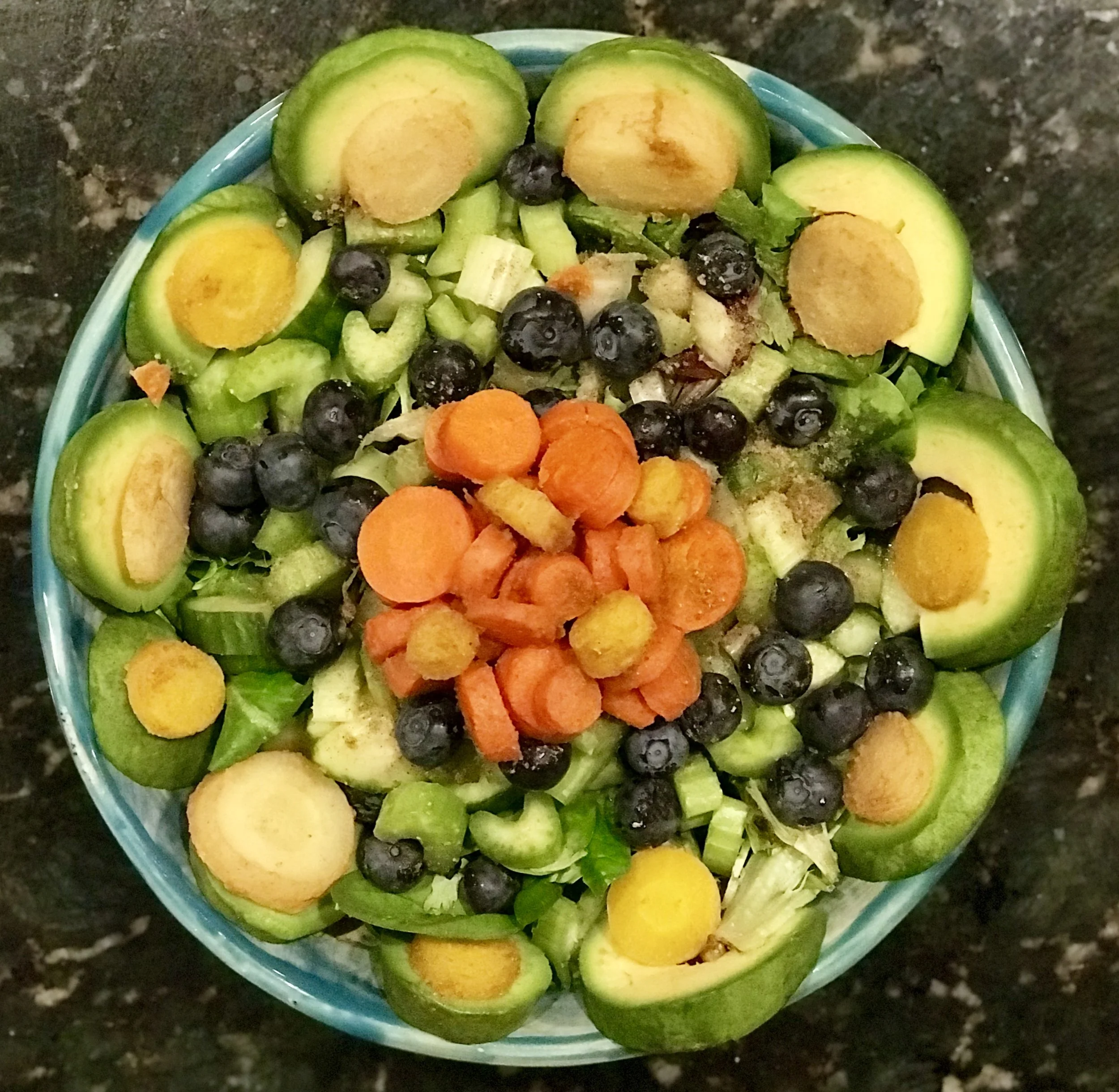 Avocado Blueberry Carrot Mixed Greens