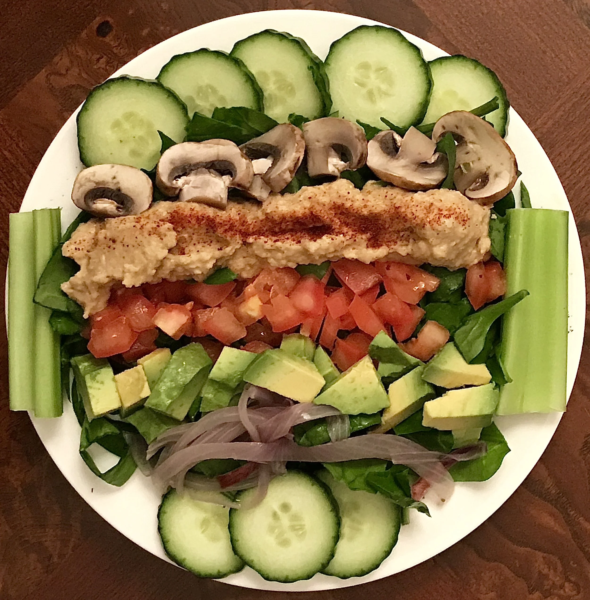 Steamed &amp; Raw Veggie Salad w/ Hummus
