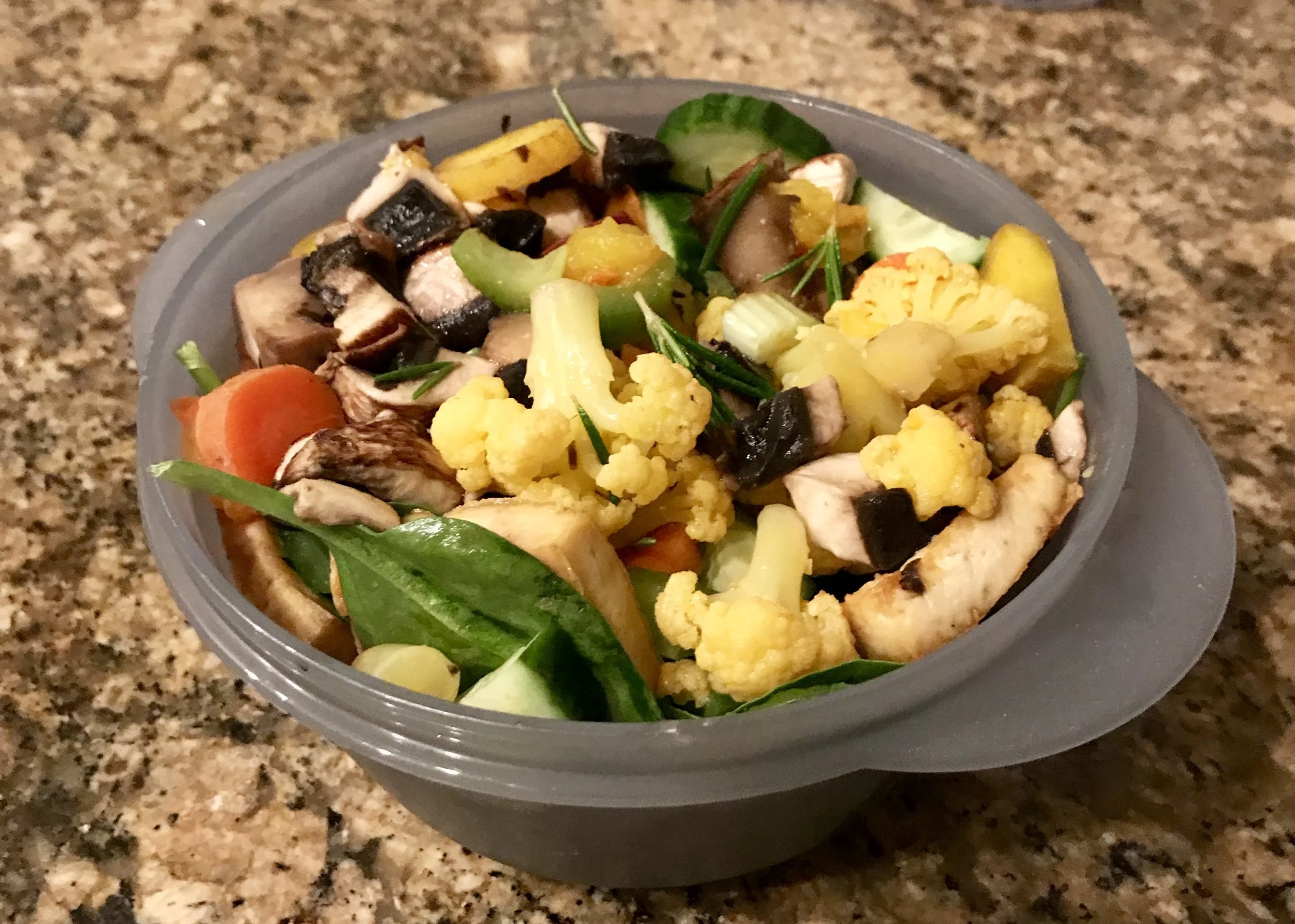 Raw and Steamed Veggie Salad w/ Tofu