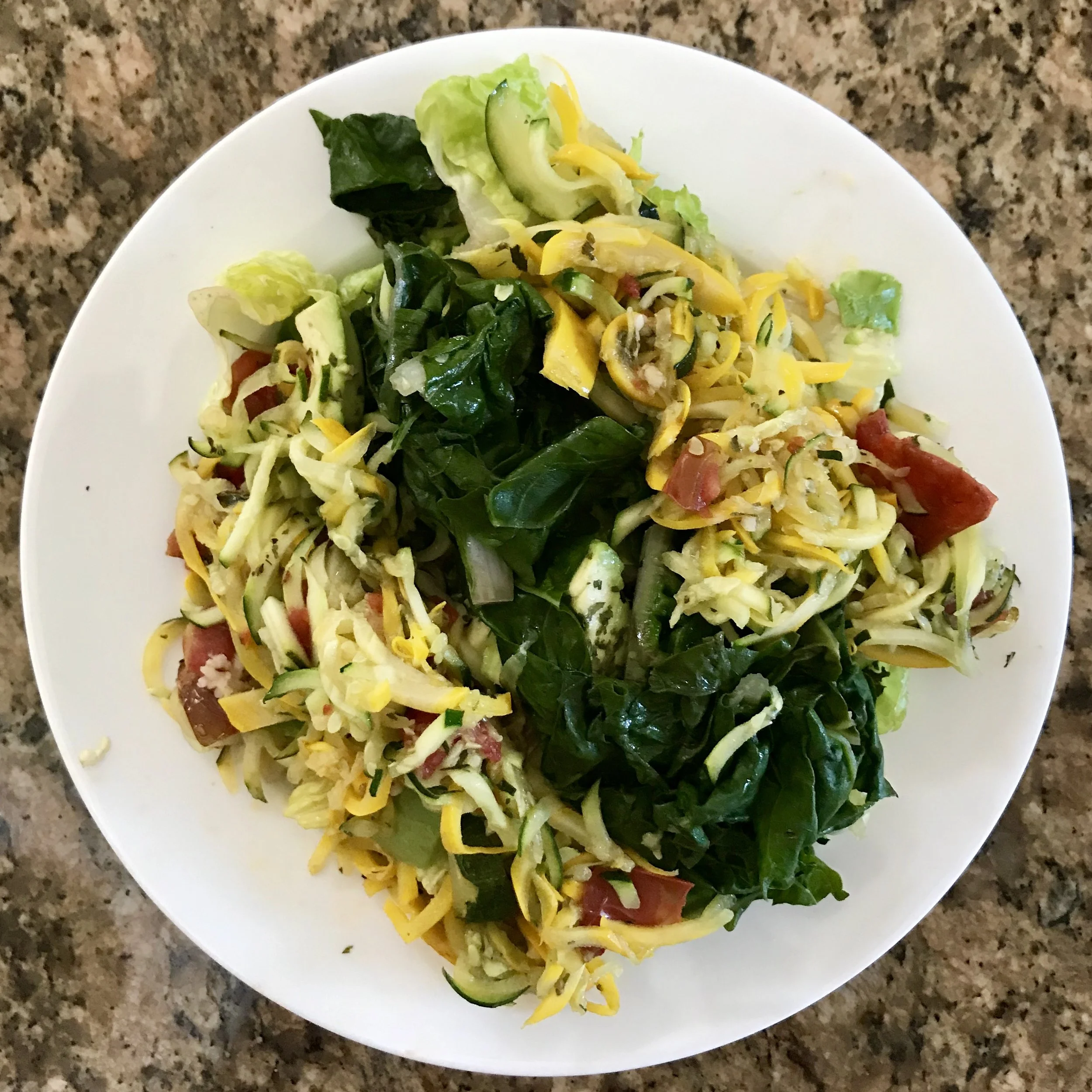 Zucchini Heirloom Tomato Salad w/ Greens