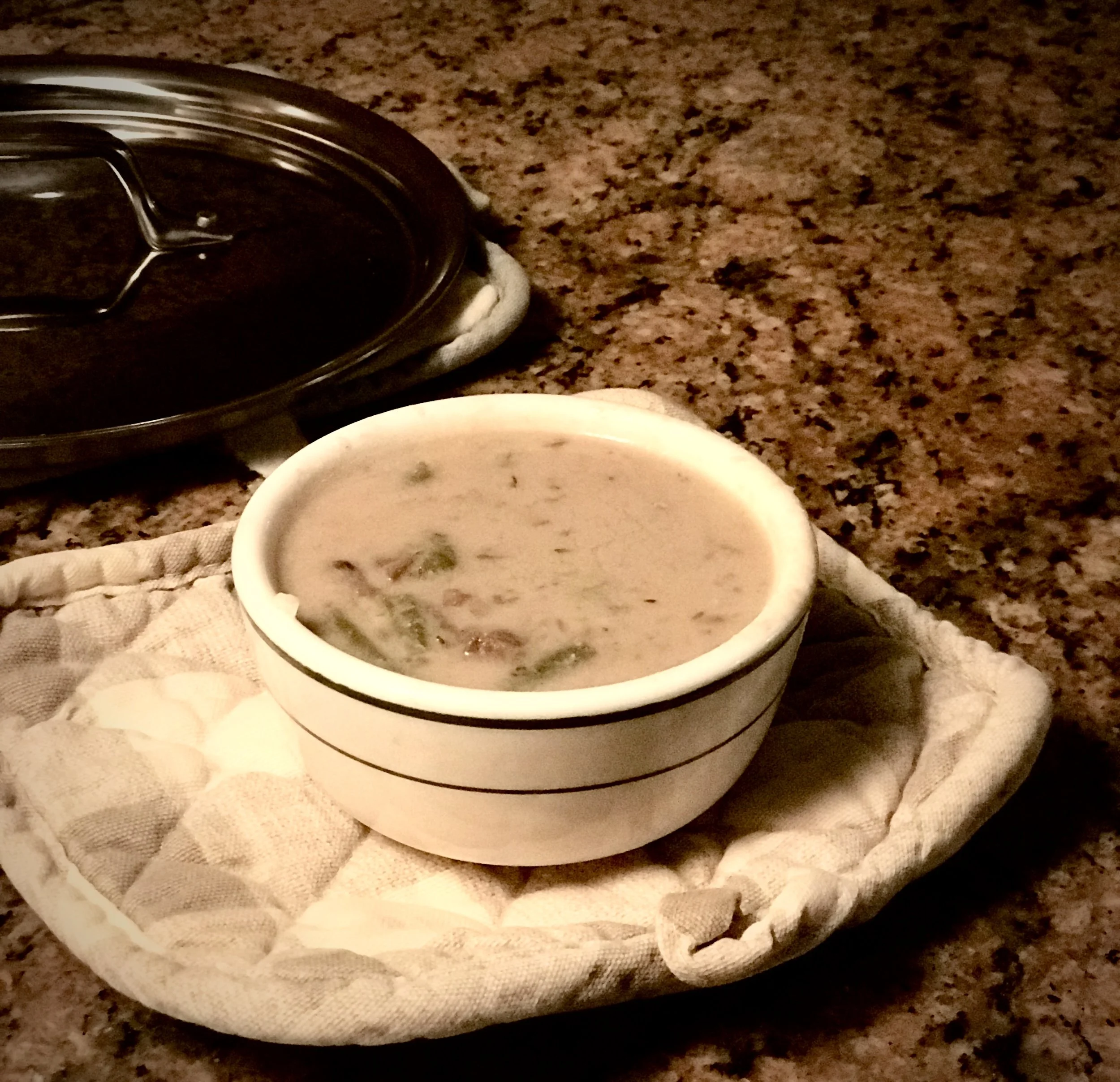 Green Bean Casserole with Homemade, Plant-based Cream of Mushroom Soup 