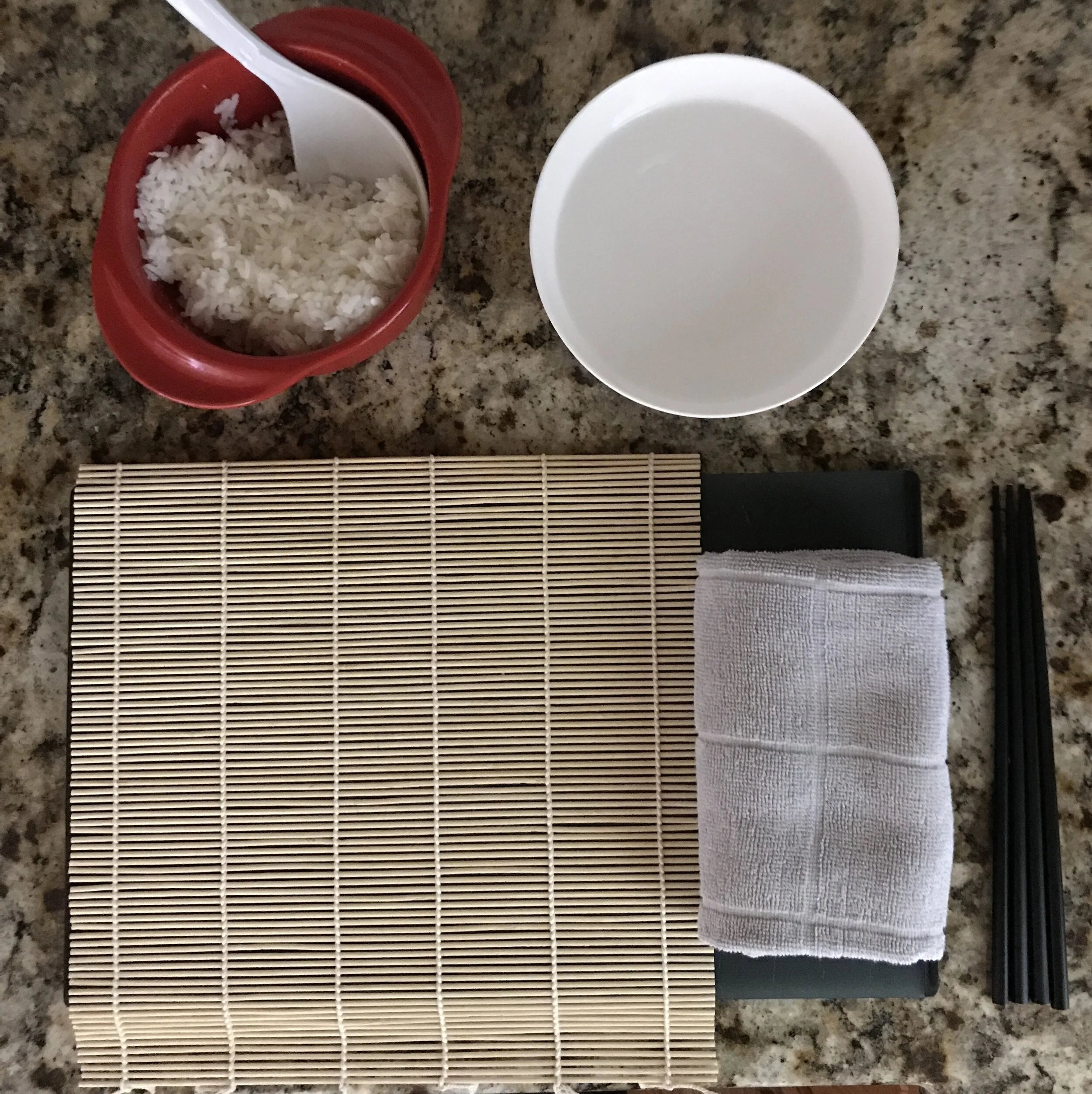 sushi making set up