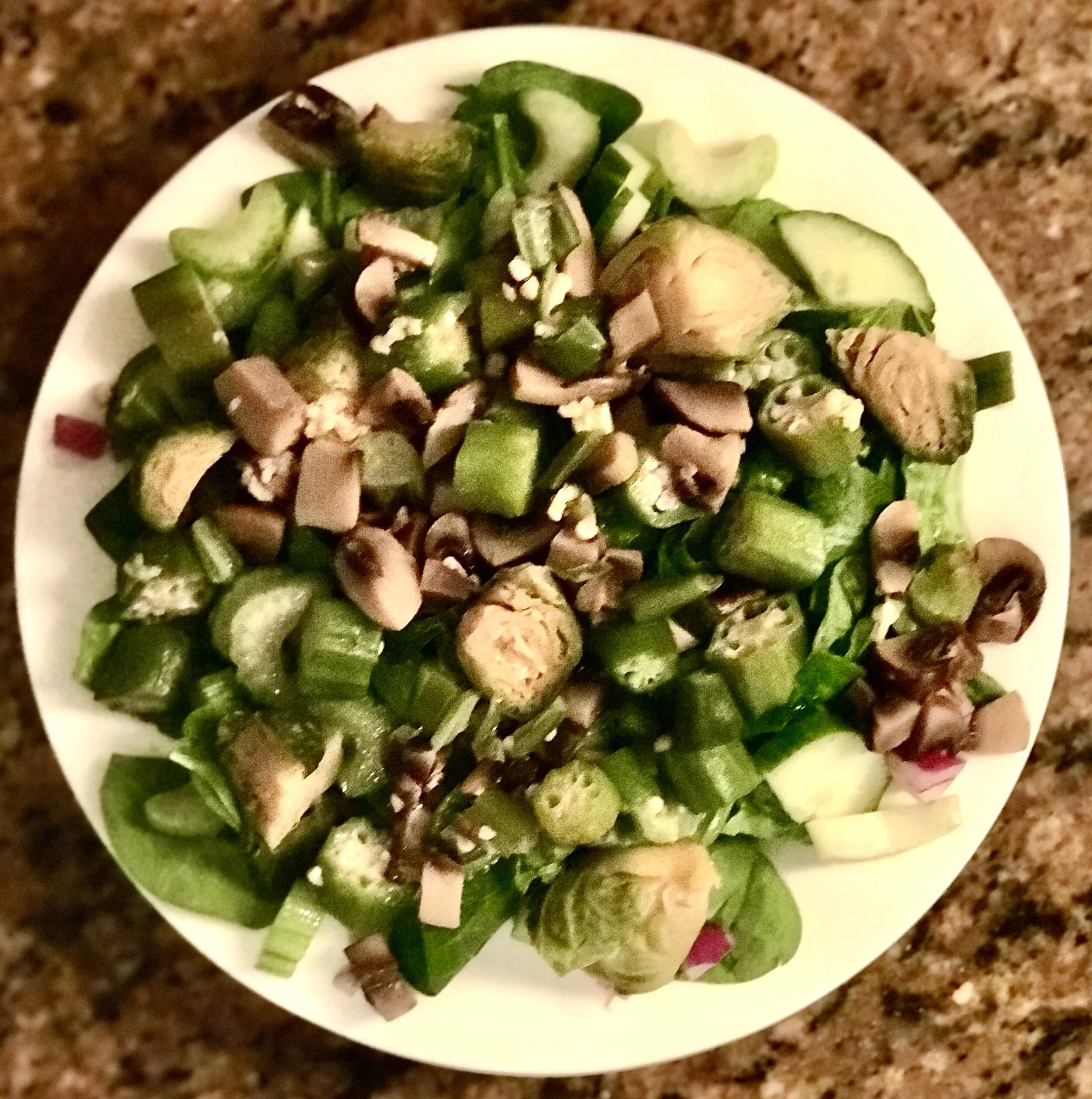 1/2 Raw and 1/2 Cooked Veggie Salad