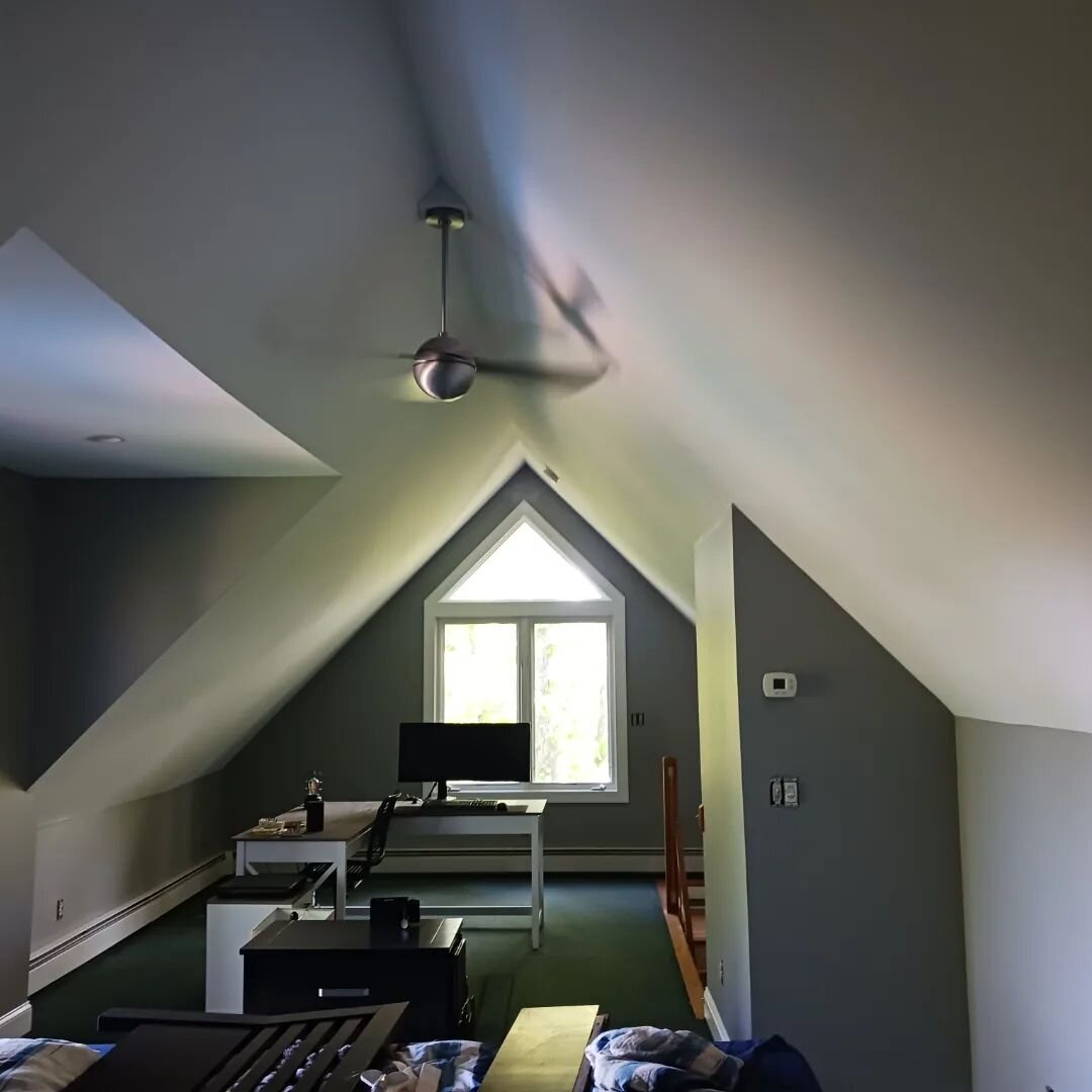 Check out this full interior bedroom repaint from earlier this summer. We painted the ceiling, walls &amp; trim. Used the color Great Graphite (PPU24-18 Behr) on the walls with Sherwin-Williams Emerald paint in a matte finish. The ceilings got two co