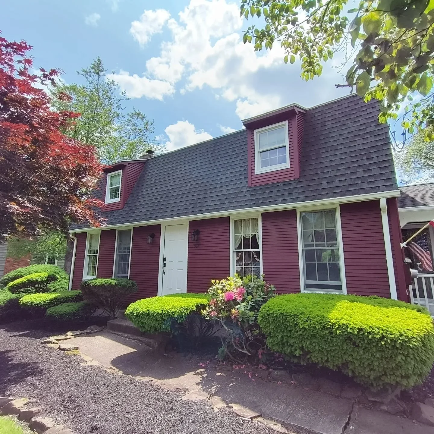 Check out this recently completed exterior repaint. Used the color Bewitched (CSP-450) on the siding &amp; deck, &amp; Extra White on trim. Used Woodscapes Rain Refresh solid stain on siding, Emerald Rain Refresh on the trim &amp; Super Deck solid st