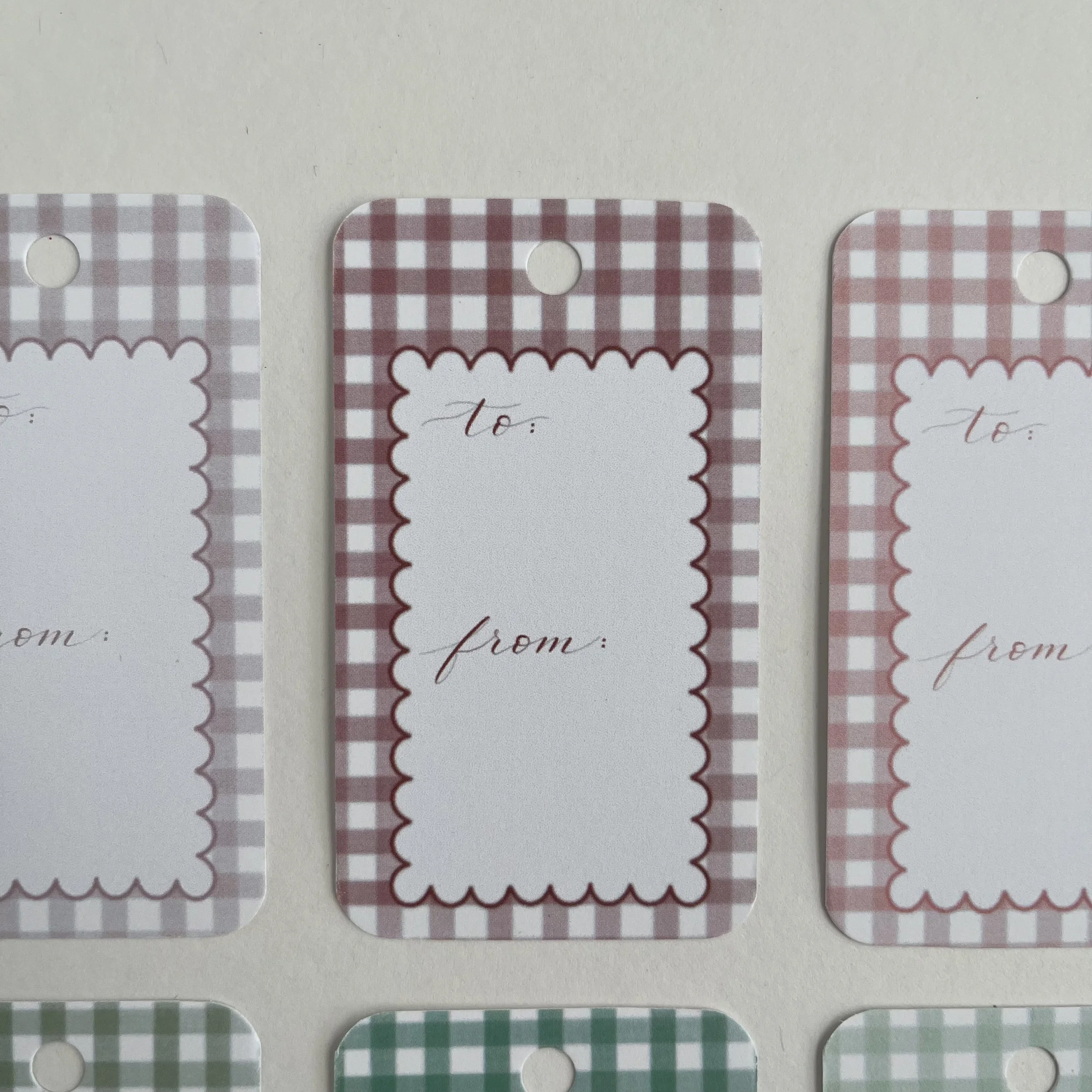 maroon gingham gift tag