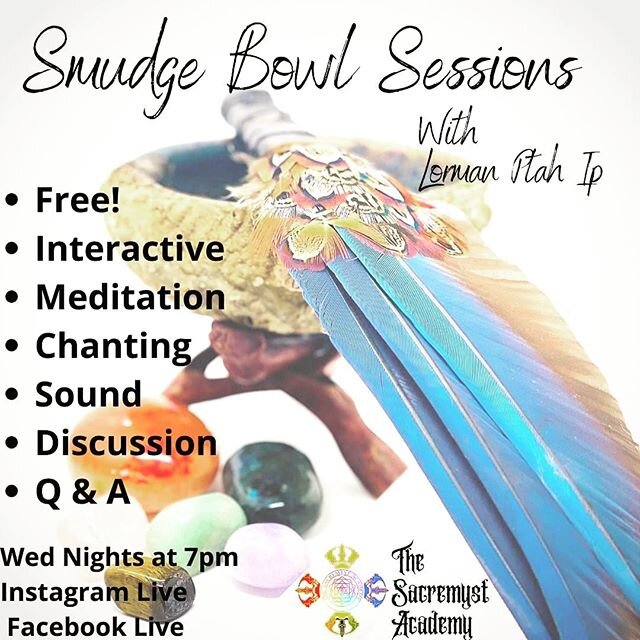 Every Wednesday night INCLUDING THIS WEDNESDAY,  we will have a free online session with Lorman Ptah Ip (Headmaster of Sacremyst academy). There will be sound, smudging, meditation, discussion along with Q and A.  Please join us !!!
#online #meditati