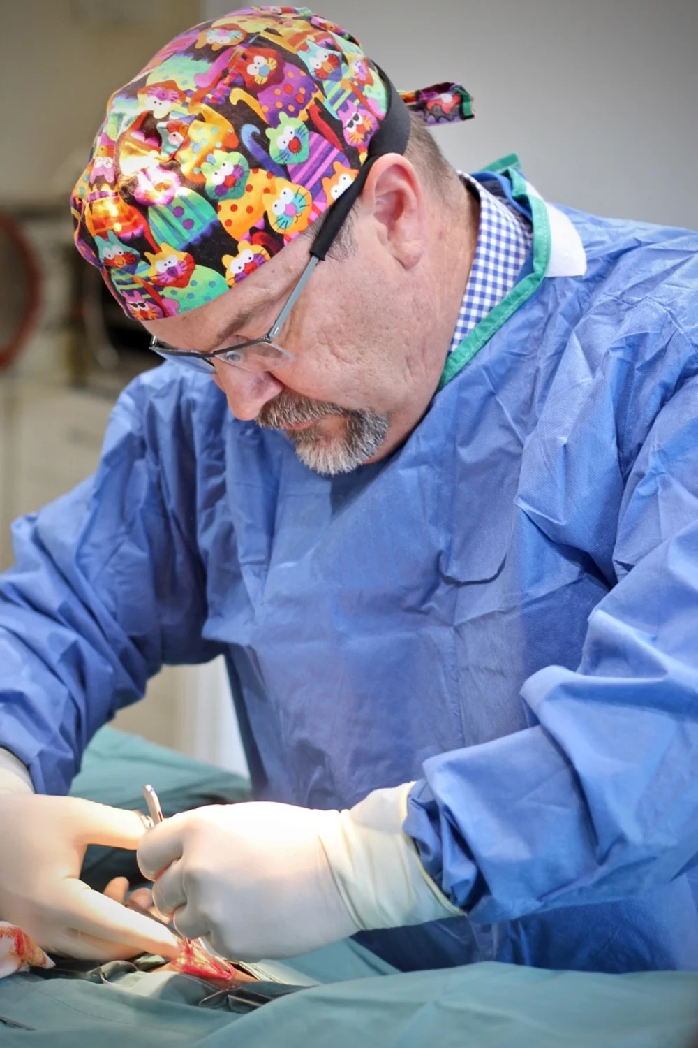 Dr Webb operates on a patient.