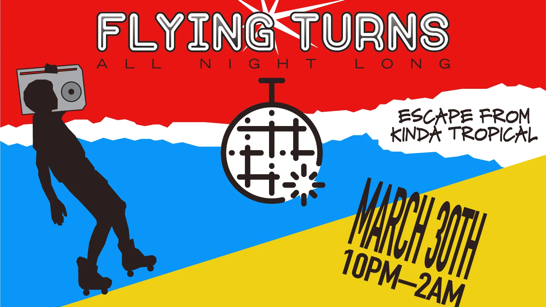  Flyers for Austin, TX-based DJ collective Flying Turns. 