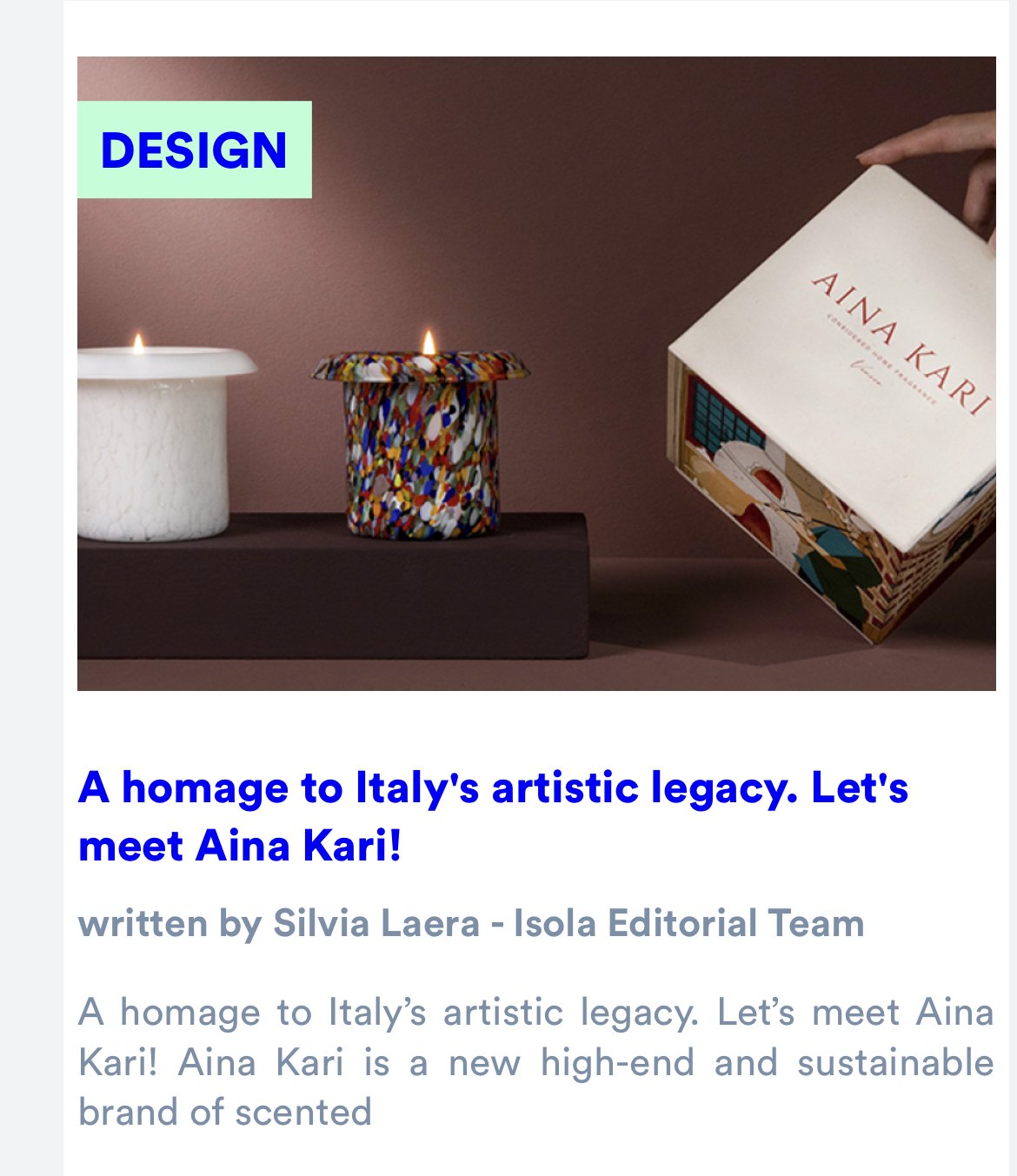 Isola Design Let's meet AINA KARI
