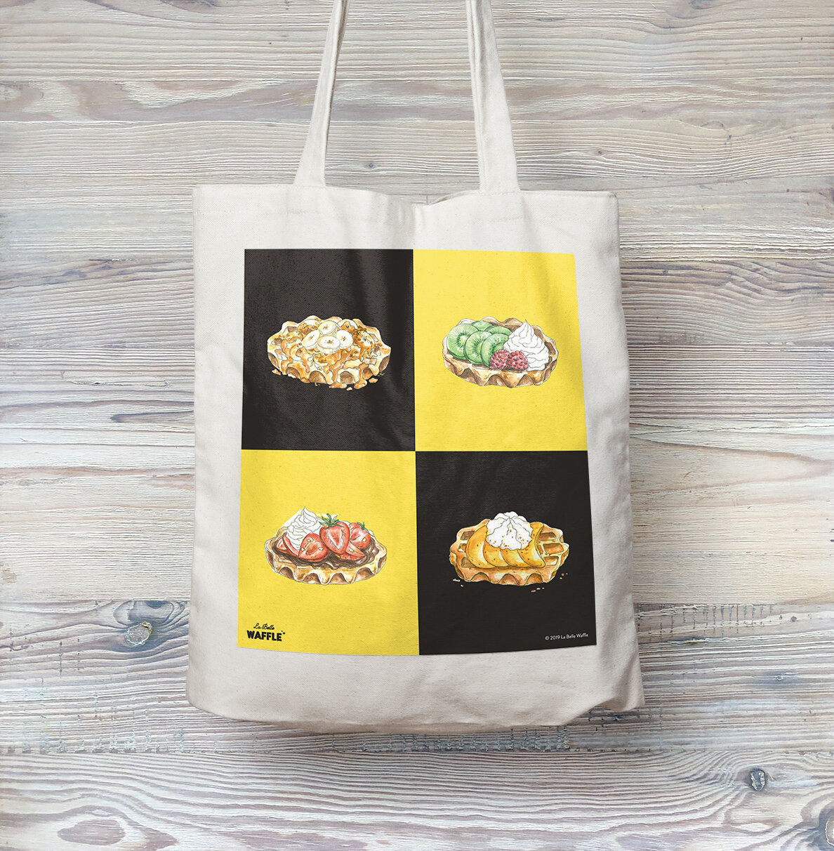 Cotton canvas bag - waffle toppings