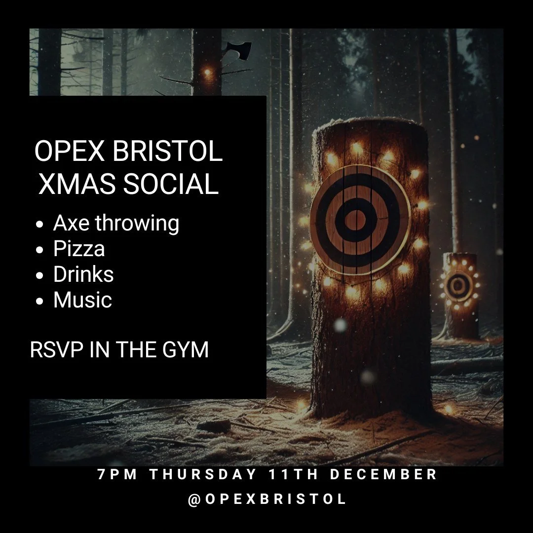 OPEX Bristol Xmas Social is here! 🎄🎯
Join us at OPEX Bristol for a night of axe throwing, pizza, drinks and music with the whole crew.
A chance to unwind, hang out, and celebrate the year with the community that makes this place what it is.

📅 Thu