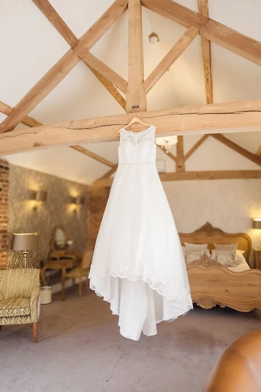 bride dress hanging