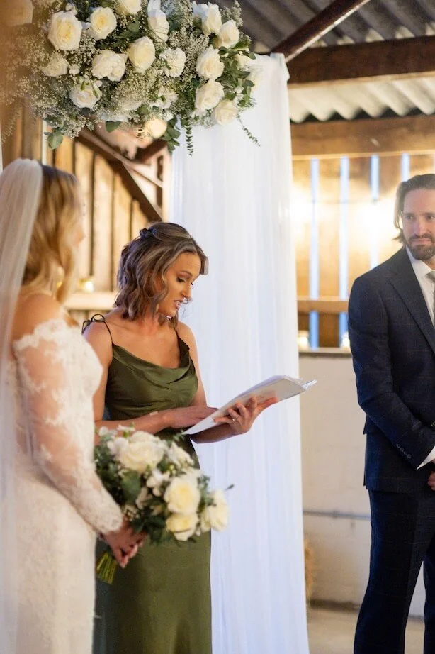 bridesmaid reading at ceremony